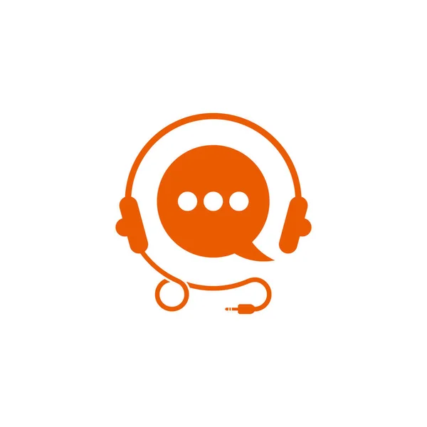 Kopfhörer Bubble Talk Podcast Symbol Logo Vektor — Stockvektor