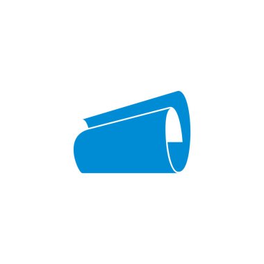 mavi kağıt rulo 3d düz geometrik logo vektörü