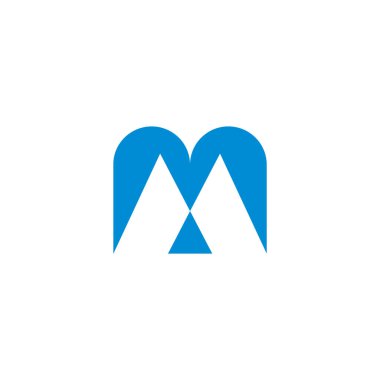 m mavi dağ negatif uzay logo vektörü