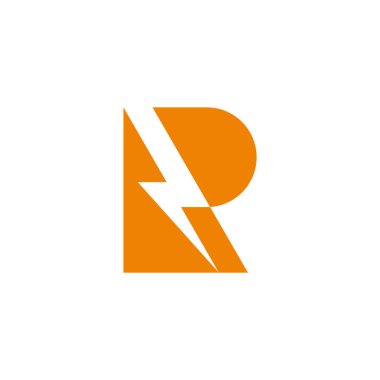 R harfi basit geometrik flaş teknolojisi logo vektörü