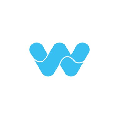 W harfi basit eğriler geometrik dalgalı su sembolü vektörü