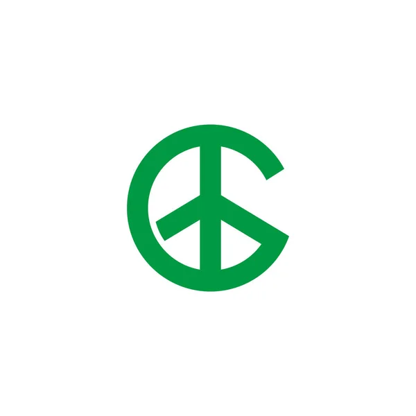 Letter Green Peace Symbol Simple Geometric Logo Vector — Stok Vektör