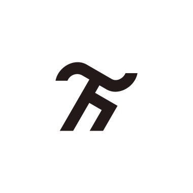 harf th basit eğriler hareket geometrik logo vektörü