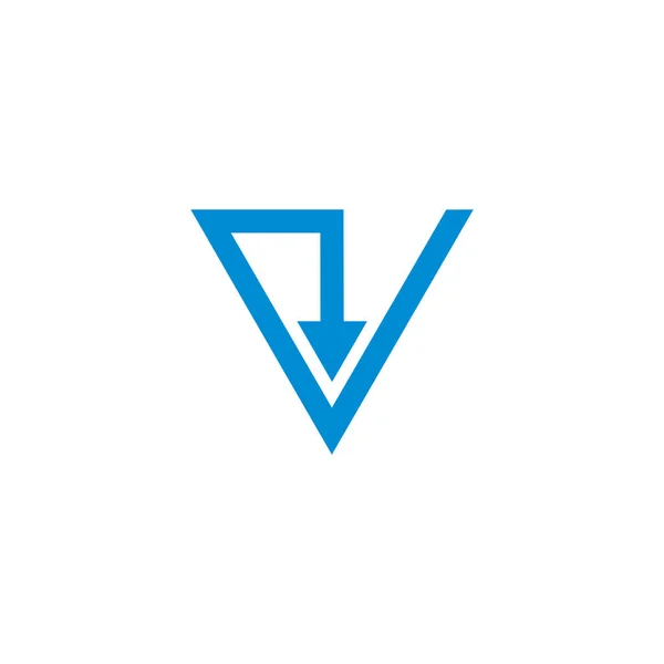文字V線矢印青の幾何学的なシンプルなロゴベクトル — ストックベクタ