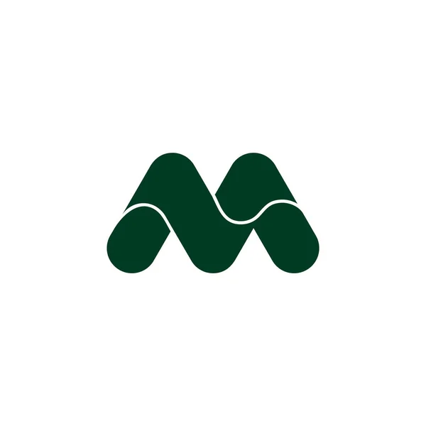 Bokstaven Gröna Kurvor Geometrisk Enkel Logotyp Vektor — Stock vektor