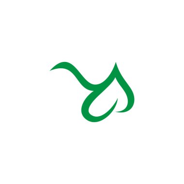 harf y eğrileri çizgi yeşil yaprak logo vektörü