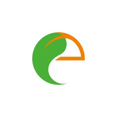 harf e eco yaprağı ağaç renkli logo vektörü