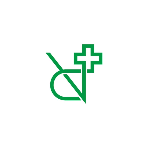 Letra Más Vector Logotipo Geométrico Verde Médico — Vector de stock