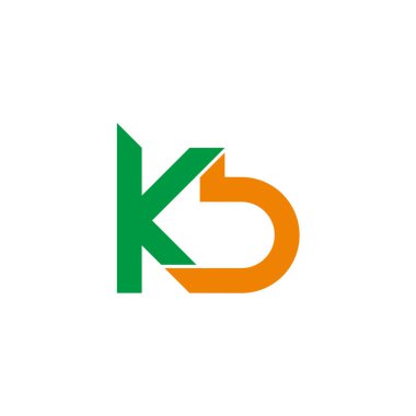 harf kb bağlantılı renkli geometrik çizgi logo vektörü