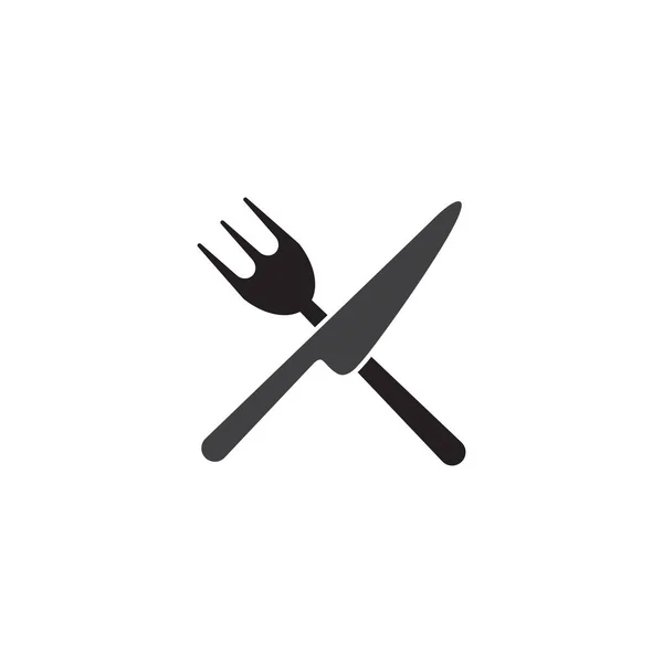 Вилочный Нож Символа Силуэта Дизайн Иконки Вектор — стоковый вектор