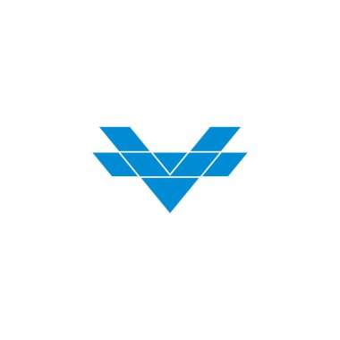 V harfi basit geometrik düz çokgen logo vektörü