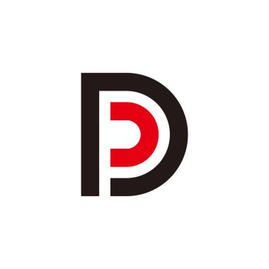 mektup pd basit negatif uzay geometrik logo vektörü