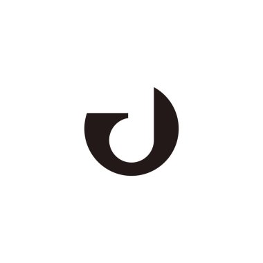 letter dj simple circle geometric negative space logo vector