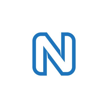 letter n outline simple geometric motion logo vector