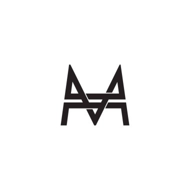 letter m v simple stripes geometric linked line logo vector