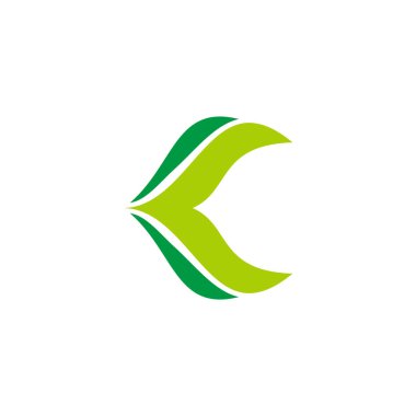letter k simple curves green leaf logo vector 