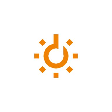 letter d dots sun symbol logo vector 