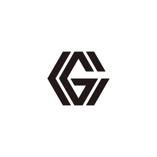 Letter Stripes Geometric Hexagon Logo Vector - Stok Vektor
