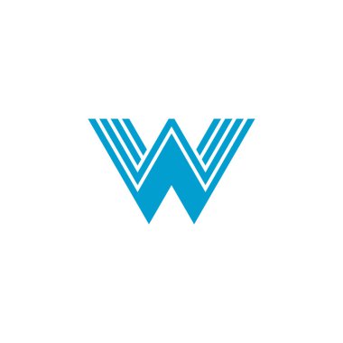 letter w stripes 3d geometric triangle logo vector 