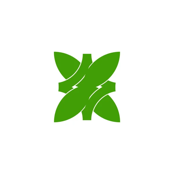 Green Linked Leaf Square Geometric Decoration Vector — Vector de stock