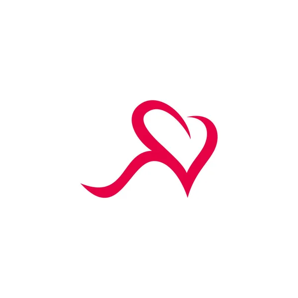 Care Red Ribbon Love Heart Medical Decoration Logo Vector — Vector de stock