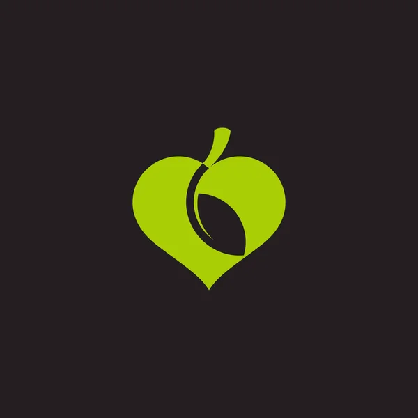 Hoja Amor Forma Verde Simple Geométrico Logo Vector — Vector de stock