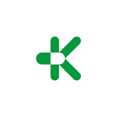 K harfi yeşil kapsül tıbbi logo vektörü 