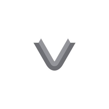 V harfi kurdele gölgesi basit logo vektörü 