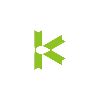 K harfi basit çizgi yeşil yaprak logo vektörü 