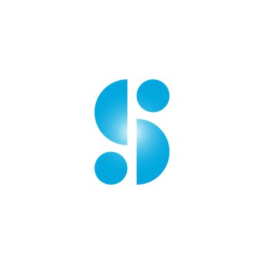 Harf: Güneş gökyüzü mavi geometrik logo vektörü 