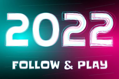 2022 Yeni Yıl. Logo tasarımı - Canlı. Sosyal medya tarzında bir kart. Oynat ve izle. Düz minimalist vektör çizimi. EPS10