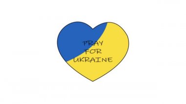 Ukrayna bayrağı renginde bir kalp. Ukrayna için dua et. Ukrayna 'da kriz. Canlandırma videosu