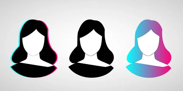 Set User Icon Woman Female Profile Avatar Symbol Illustration Icon — Vettoriale Stock