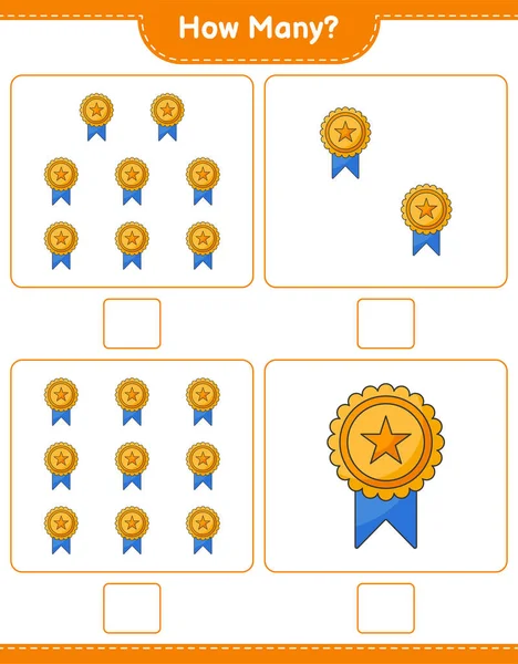 Считаю Игру Сколько Трофеев Образовательные Игры Детей Печатаемые Листы Векторные — стоковый вектор