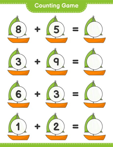 Jogo Contagem Contar Número Veleiro Escrever Resultado Jogo Crianças Educativas — Vetor de Stock