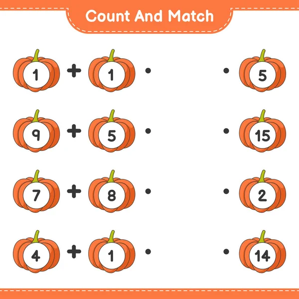 Count Match Count Number Pumpkin Match Right Numbers Educational Children — Stock Vector