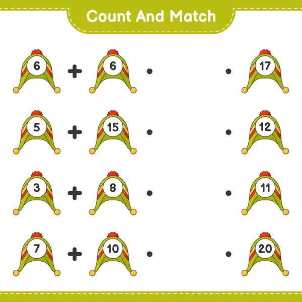 Count Match Count Number Hat Match Right Numbers Educational Children — Stock Vector