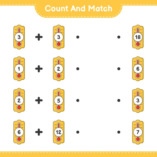 Tel Match Tel Het Aantal Thermometer Match Met Juiste Nummers — Stockvector