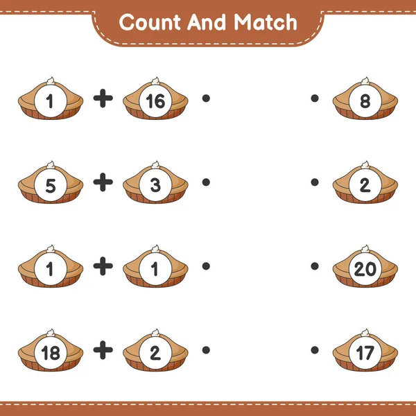 Count Match Count Number Pie Match Right Numbers Educational Children — Stock Vector