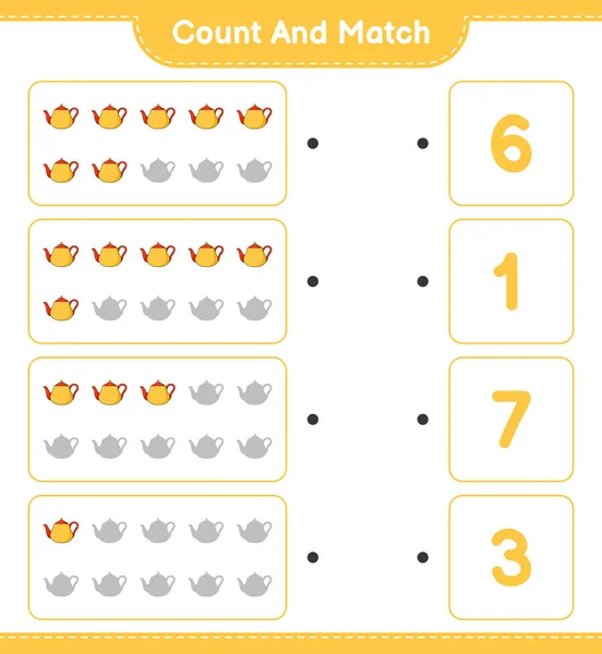 Conte Combine Conte Número Bule Combine Com Números Certos Jogo —  Vetores de Stock