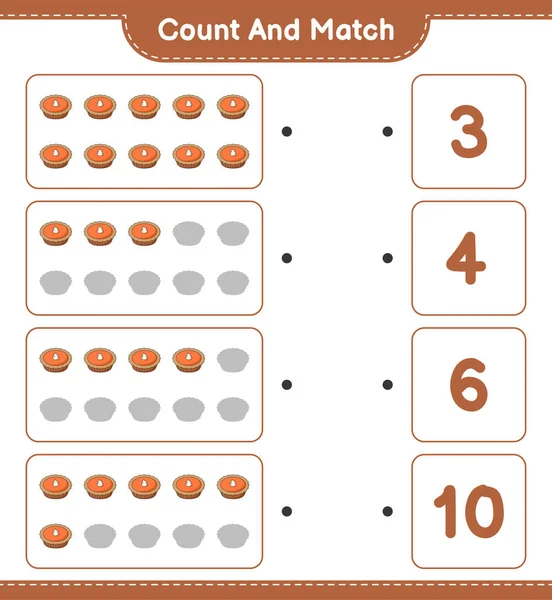 计数和匹配 计数Pie的数量和匹配与正确的数字 教育儿童游戏 可打印工作表 矢量图解 — 图库矢量图片