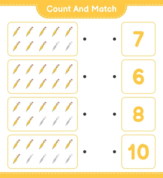 计数和匹配 计数伞数 并与正确的数字匹配 教育儿童游戏 可打印工作表 矢量图解 — 图库矢量图片