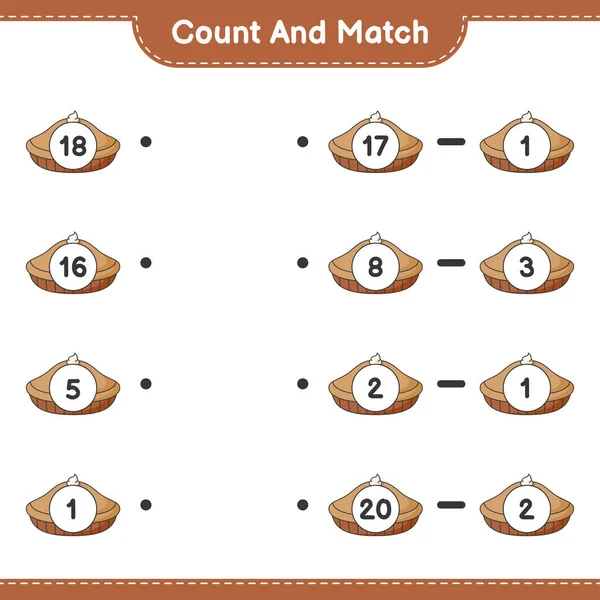 Count Match Count Number Pie Match Right Numbers Educational Children — Stock Vector