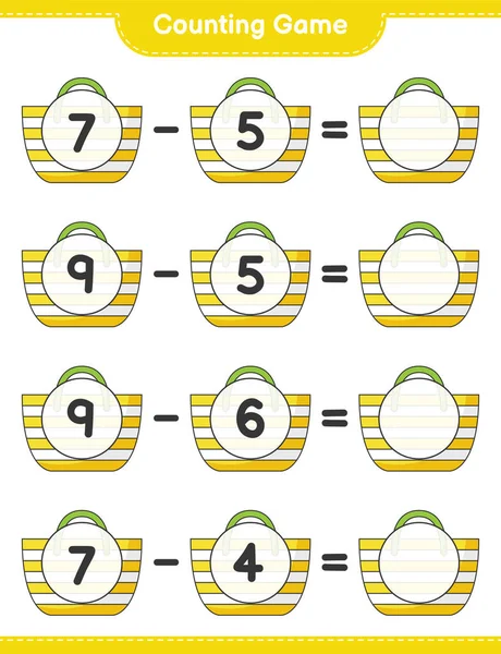 Contar Juego Contar Número Bolsa Playa Escribir Resultado Juego Educativo — Vector de stock