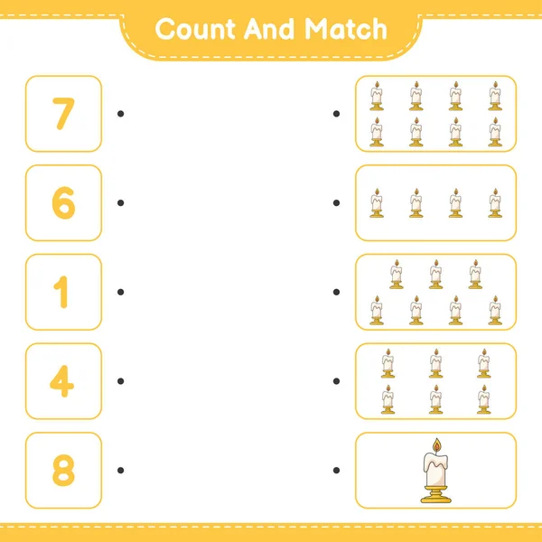 Tel Match Tel Het Aantal Kaarsen Match Met Juiste Nummers — Stockvector