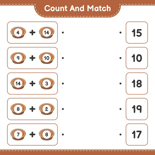 Räkna Och Matcha Räkna Antalet Paj Och Matcha Med Rätt — Stock vektor