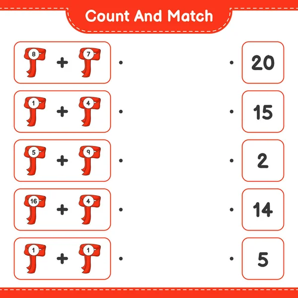 Count Match Count Number Scarf Match Right Numbers Educational Children — Stock Vector