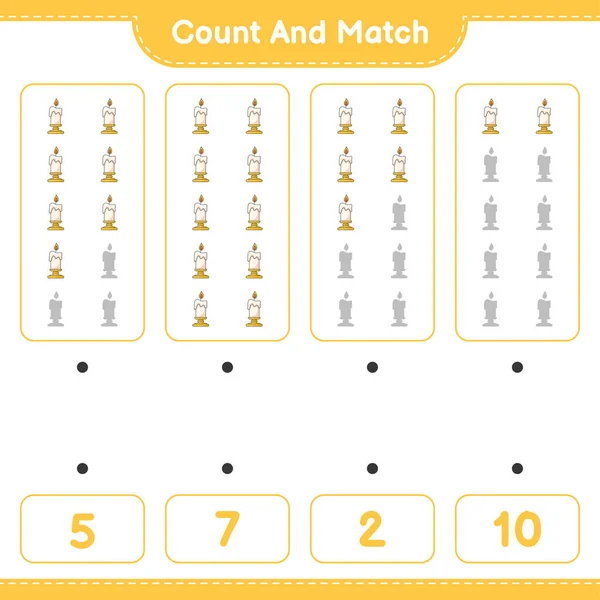 Tel Match Tel Het Aantal Kaarsen Match Met Juiste Nummers — Stockvector
