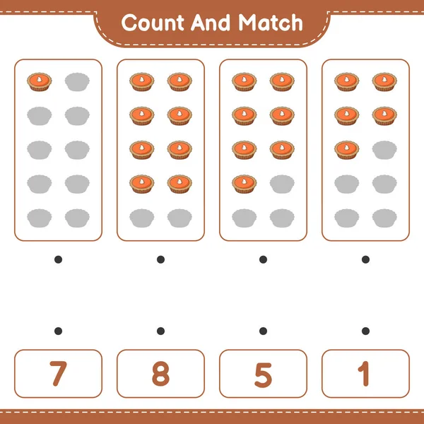 Tel Match Tel Het Aantal Taart Match Met Juiste Nummers — Stockvector