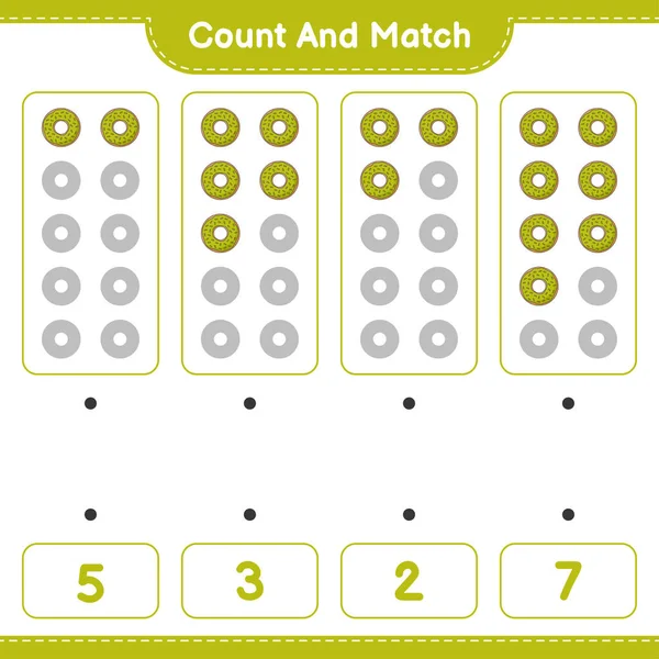 Tel Match Tel Het Aantal Donut Match Met Juiste Nummers — Stockvector